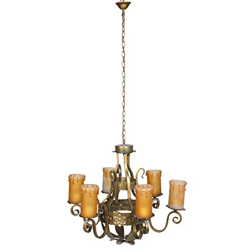 Dripping Candle Chandelier - 6 Lights Yellow and Gold