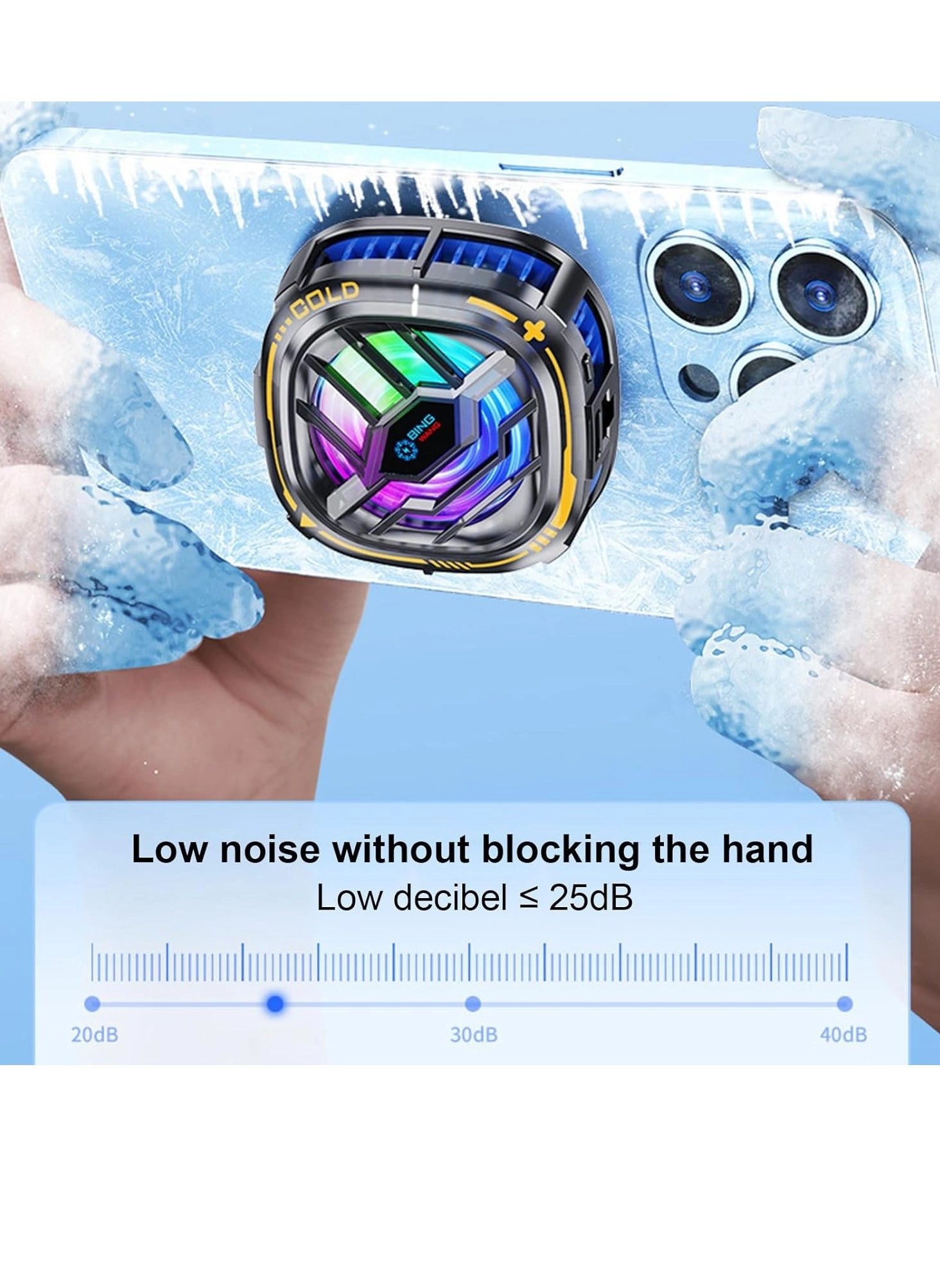 Magnetic Cell Phone Cooler - RGB Portable Silent Cooling 4.5-7.5 Inch