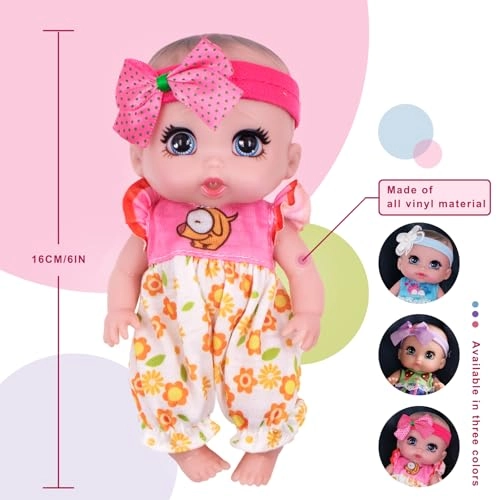 Reborn Baby Doll - 6" 16 cm Pink