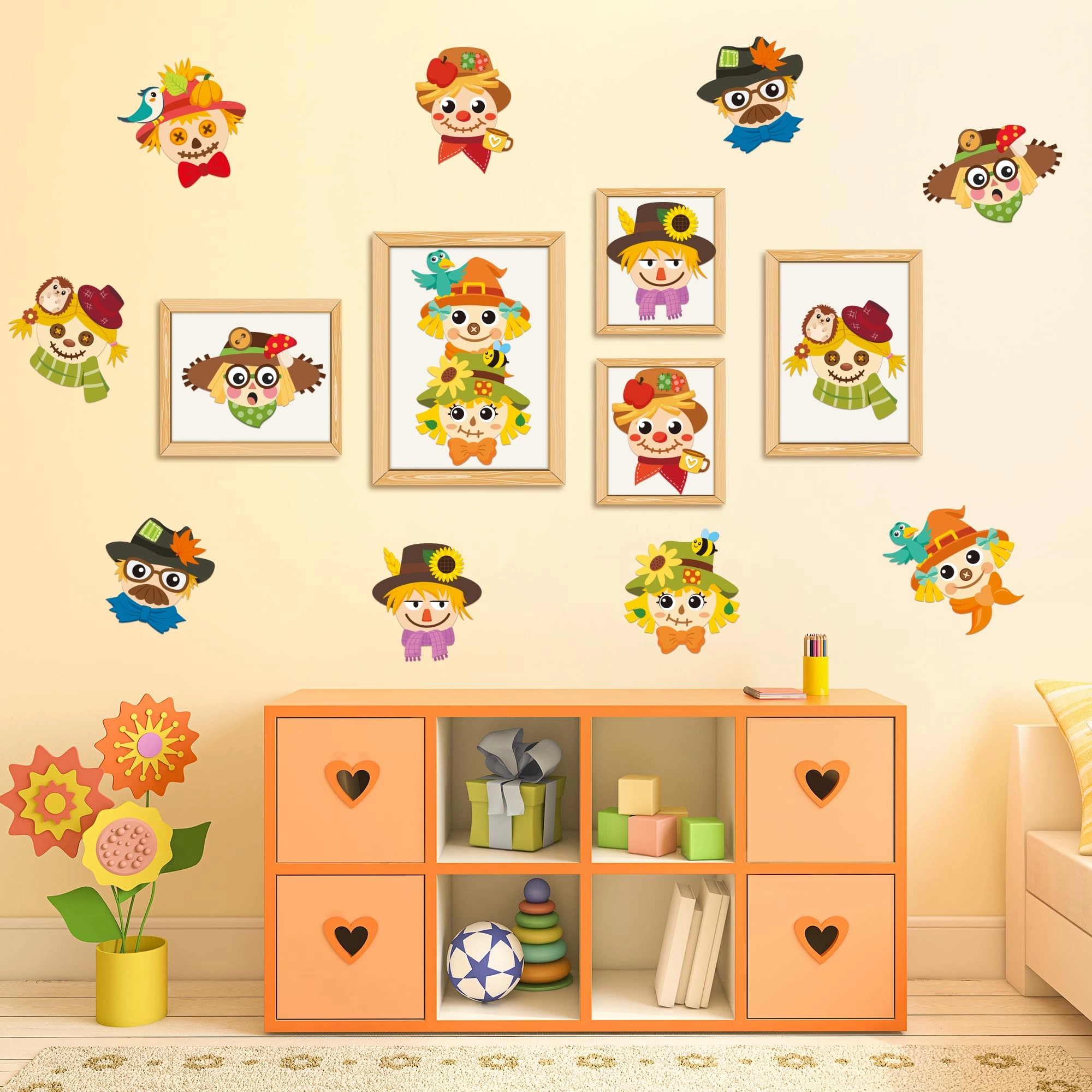 Fall Scarecrow Sticker Book Reusable 40 pcs