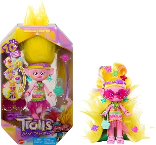 Trolls Band Together Hairsational Reveals Fashion Doll - 10+ Accessories Transforming Hair Piece