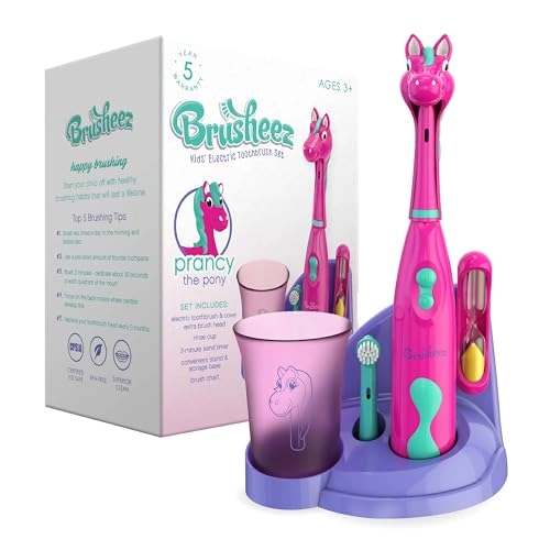 Kids’ Electric Toothbrush Set - Ages 3+ 2 Brush Heads 2-Minute Timer