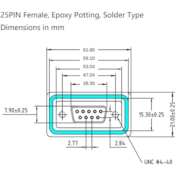 D-SUB EPOXY POTTING PLUG/SOCKET - 2PCS 2 ROW 9PIN/15PIN/25PIN/37PIN