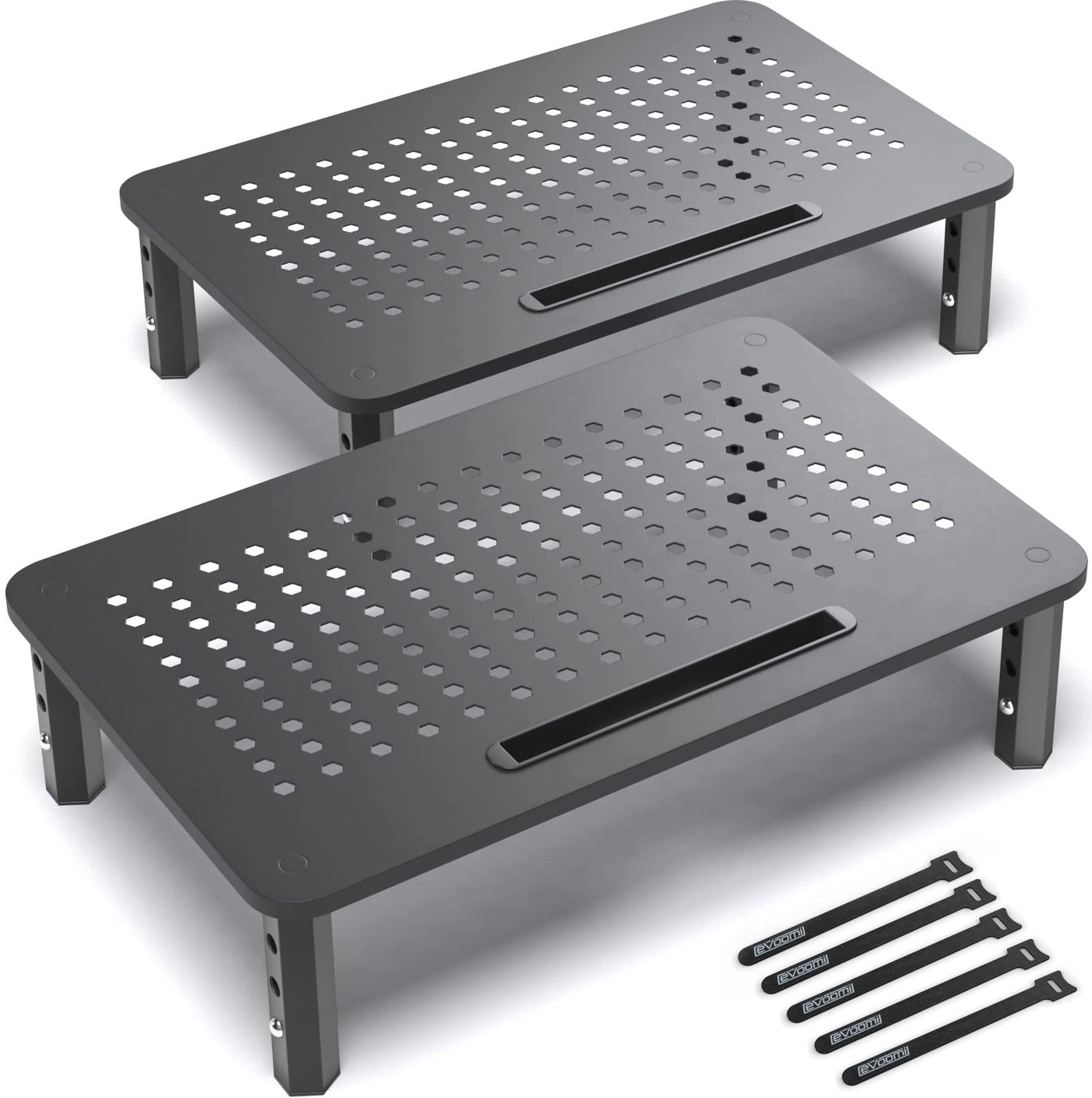 Back Saver Monitor Stand - 2 Pack Hexagonal Steel