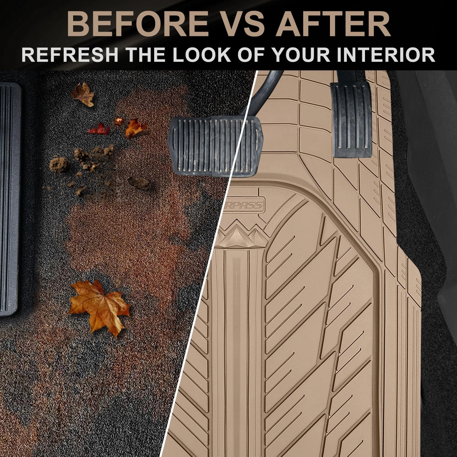 Rubber Floor Mats - All Weather Trim-to-Fit 3-Piece