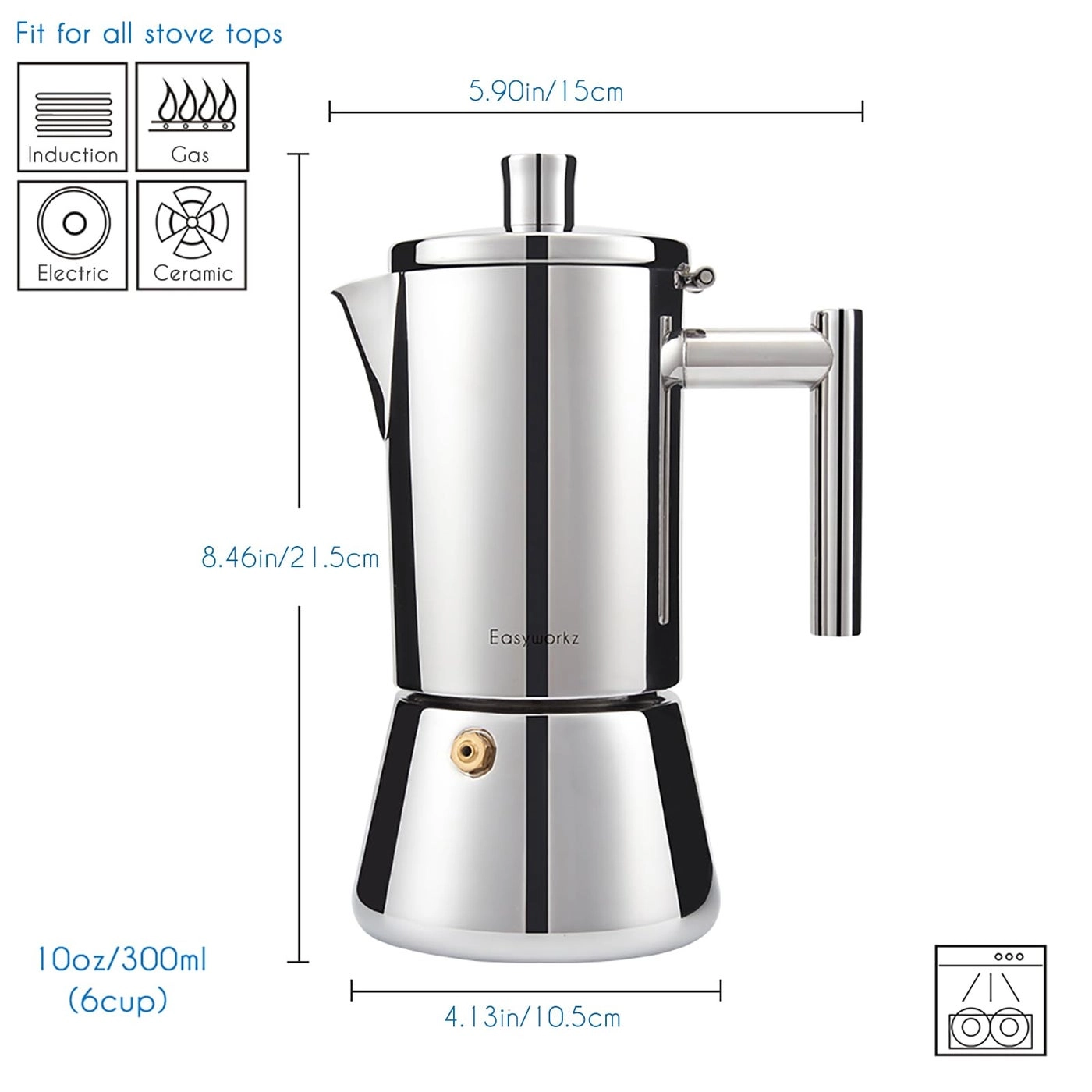 Moka Pot - Stovetop Induction 6Cup