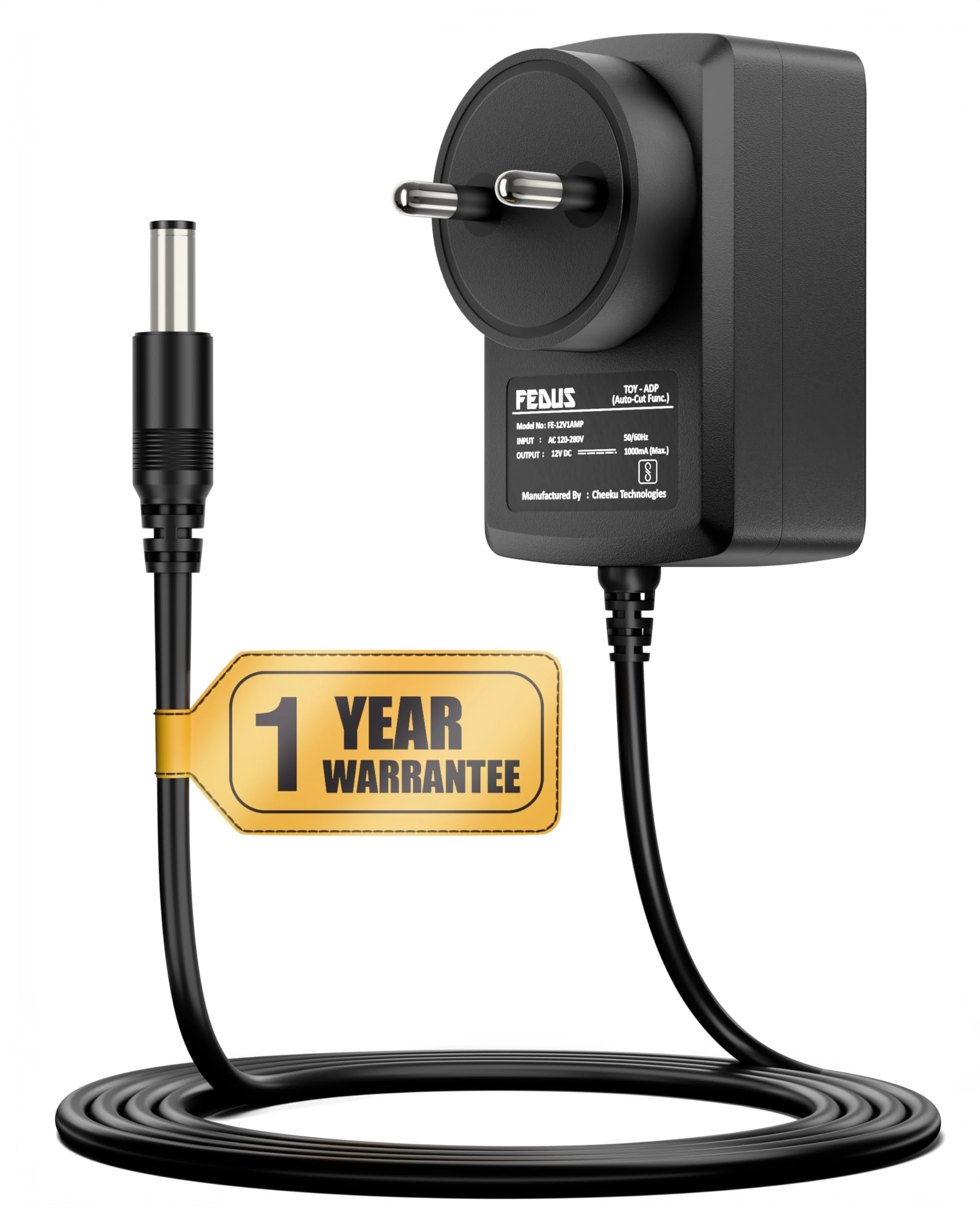 CHEEKU TECHNOLOGIES, info@cheekutech.com 12v Charger - 12V 1A