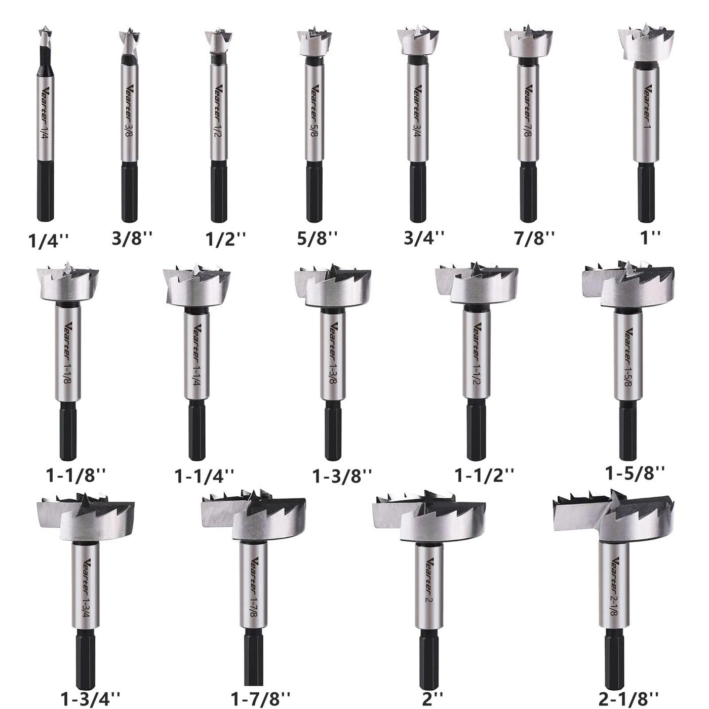 Forstner Drill Bit Set - HCS 16PCS 1/4'' to 2-1/8''