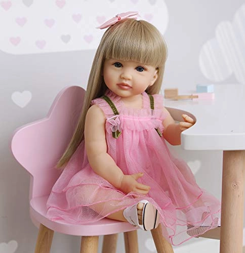 ROSHUAN Reborn Baby Doll - 22 inch Silicone Vinyl Blond Long Hair