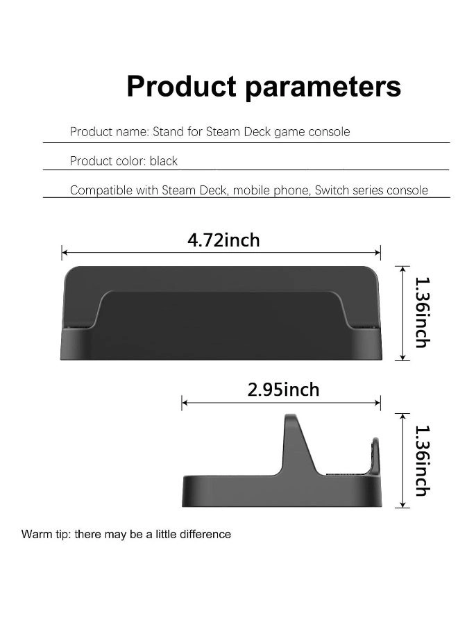 Steam Deck Stand - Portable Compact Non-Slip Black
