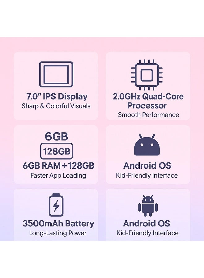 K6 Kids Tablet - 6GB 7 Inch 128GB