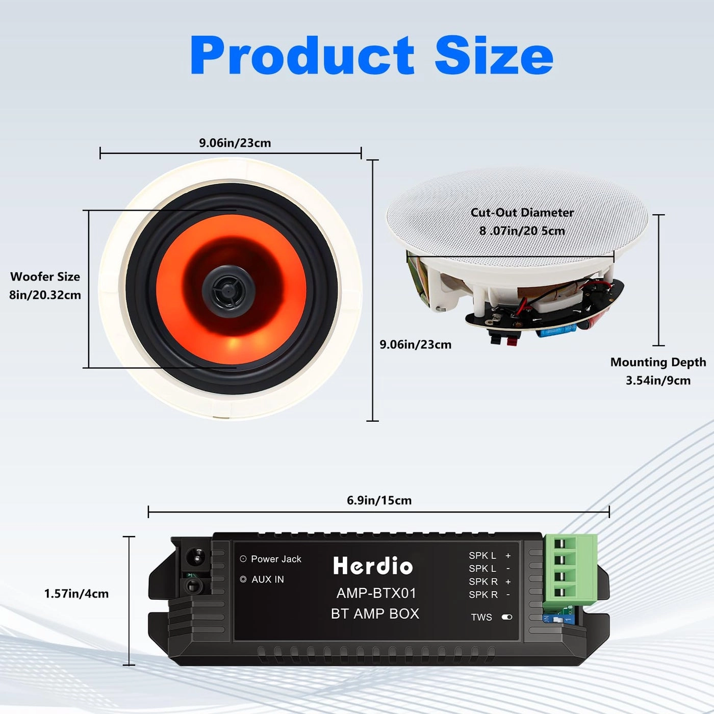 Flush Mount 2 Way Full Range in Wall Bluetooth Ceiling Speakers