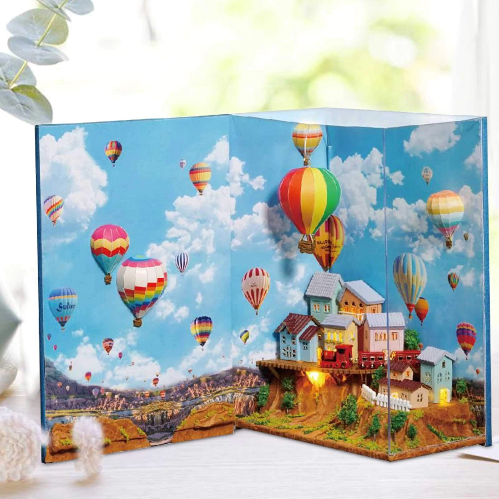 Fdit DIY Wooden Miniature House - N-002 hot air balloon