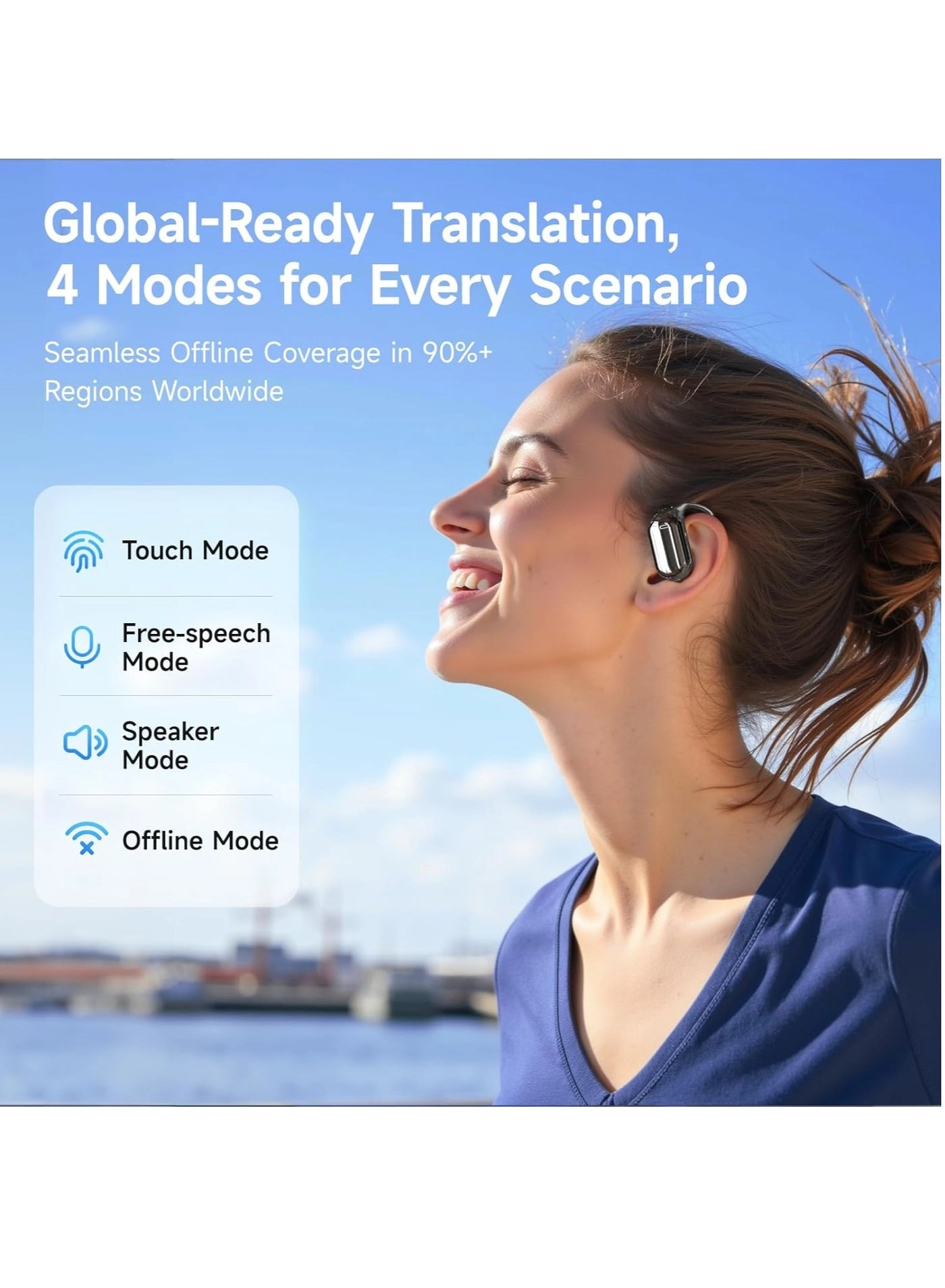 Wireless translation headset - 144 Languages