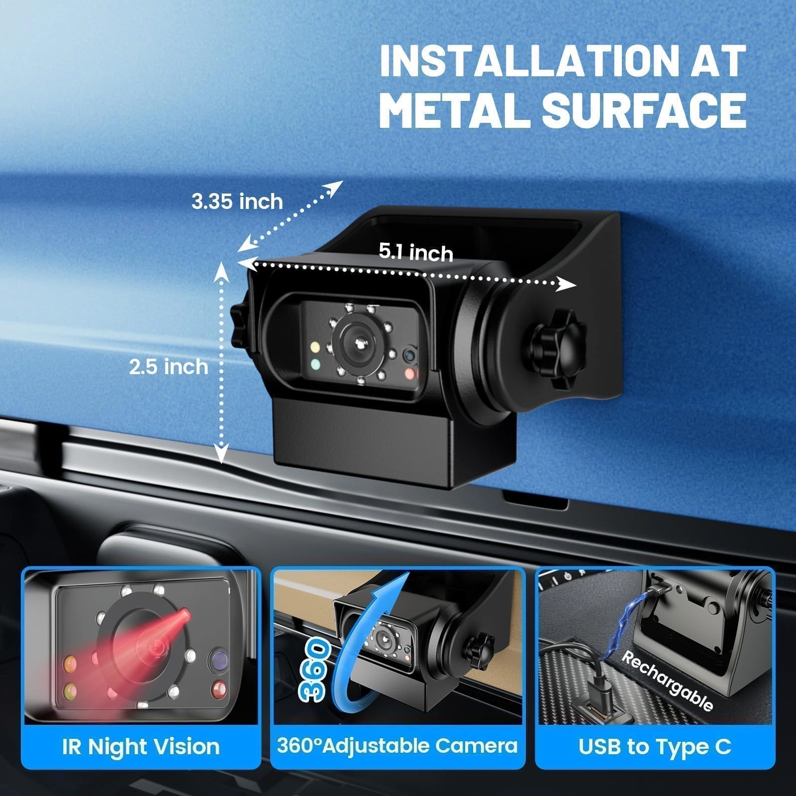 Wireless WiFi Magnetic Hitch Backup Camera - Night Vision 1080P