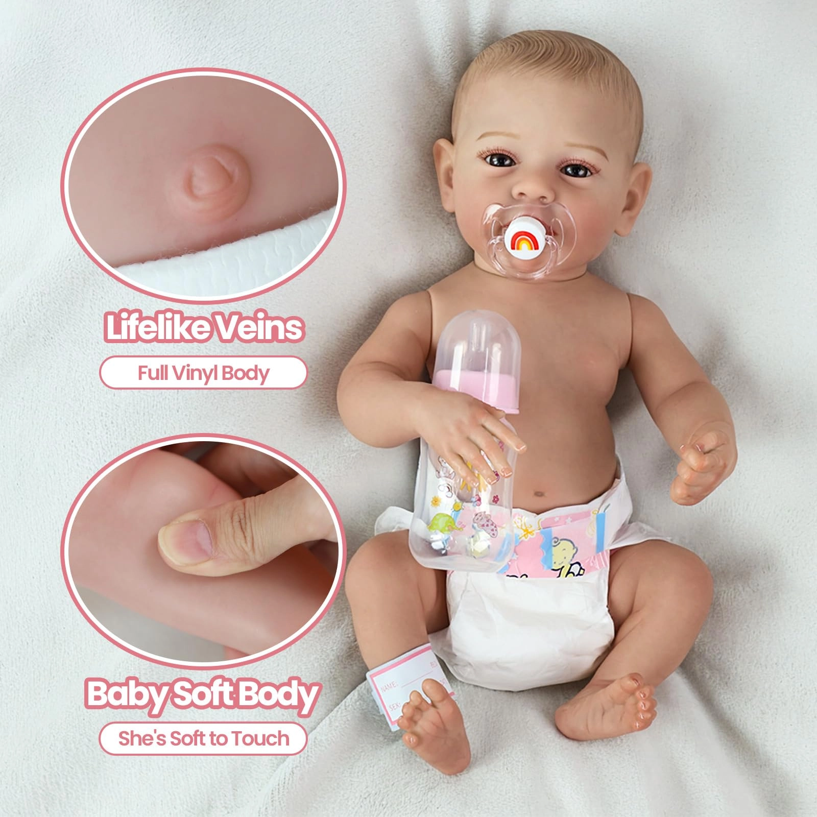 Mary Reborn Baby Doll - 18 Inch Silicone Full Body Vinyl Weighted Ages 3+