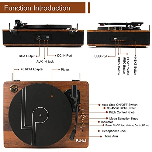 Wireless Turntable - 3-Speed Belt Drive