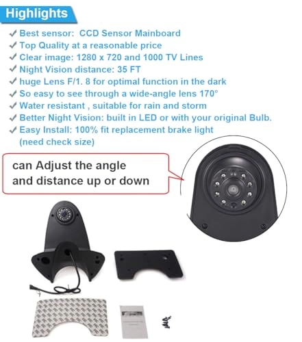 Rear View Camera - Night Vision 1280x720 + 7 inch TFT LCD monitor