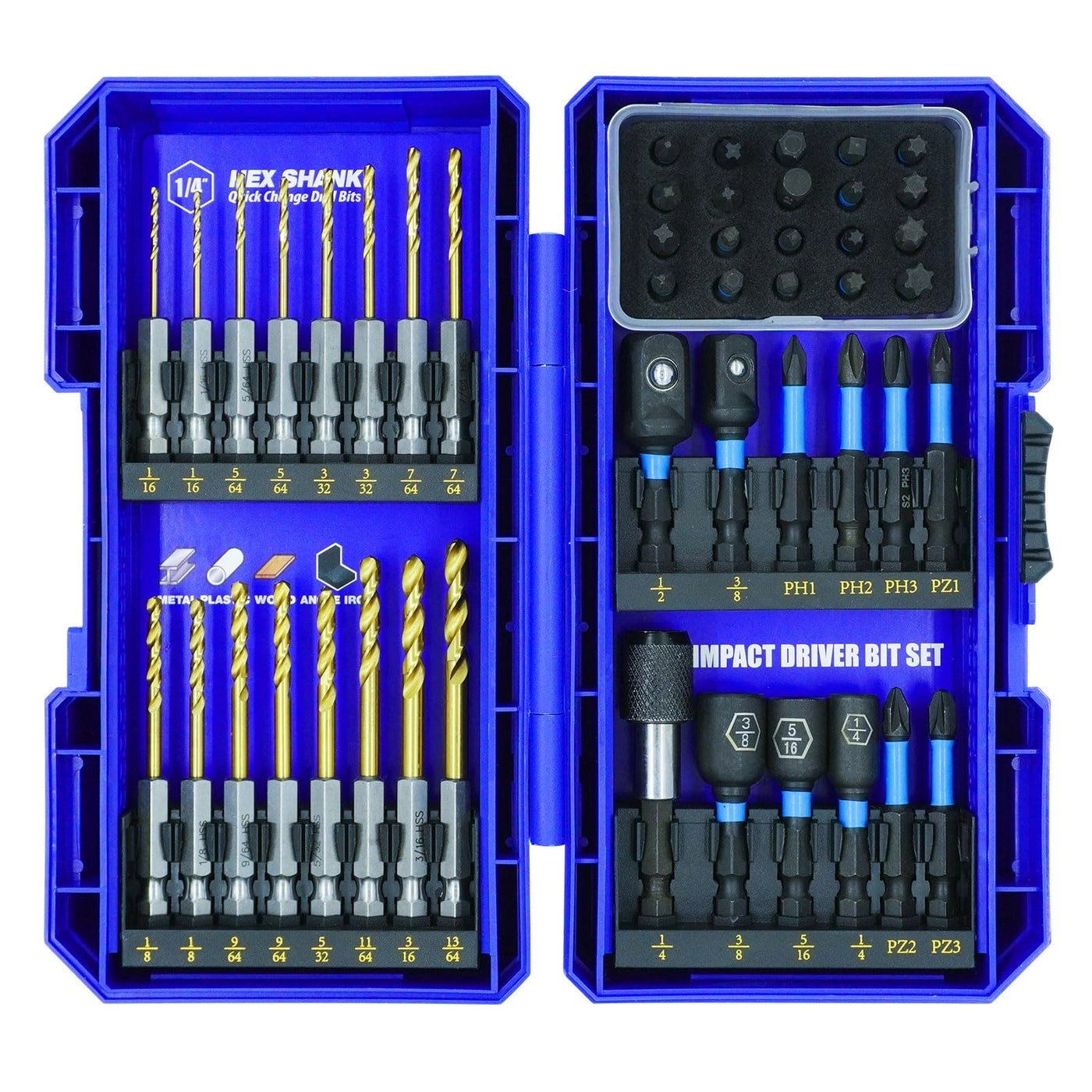 Impact Screwdriver Bit Set - 48pcs HSS Titanium Coated Hex