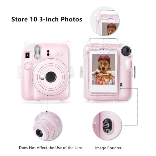 Clear Case - with Strap + Mini Photo Album - 80 Photos + Selfie Mirror + DIY Stickers - x2 + Color Filter - x4