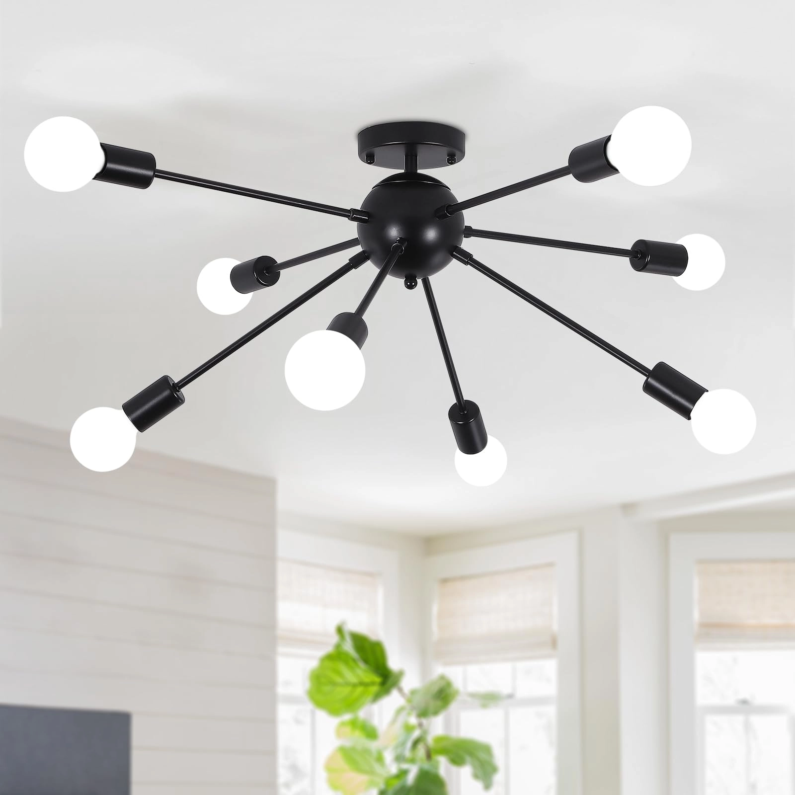 Sputnik Chandelier - 8 Lights Nickel