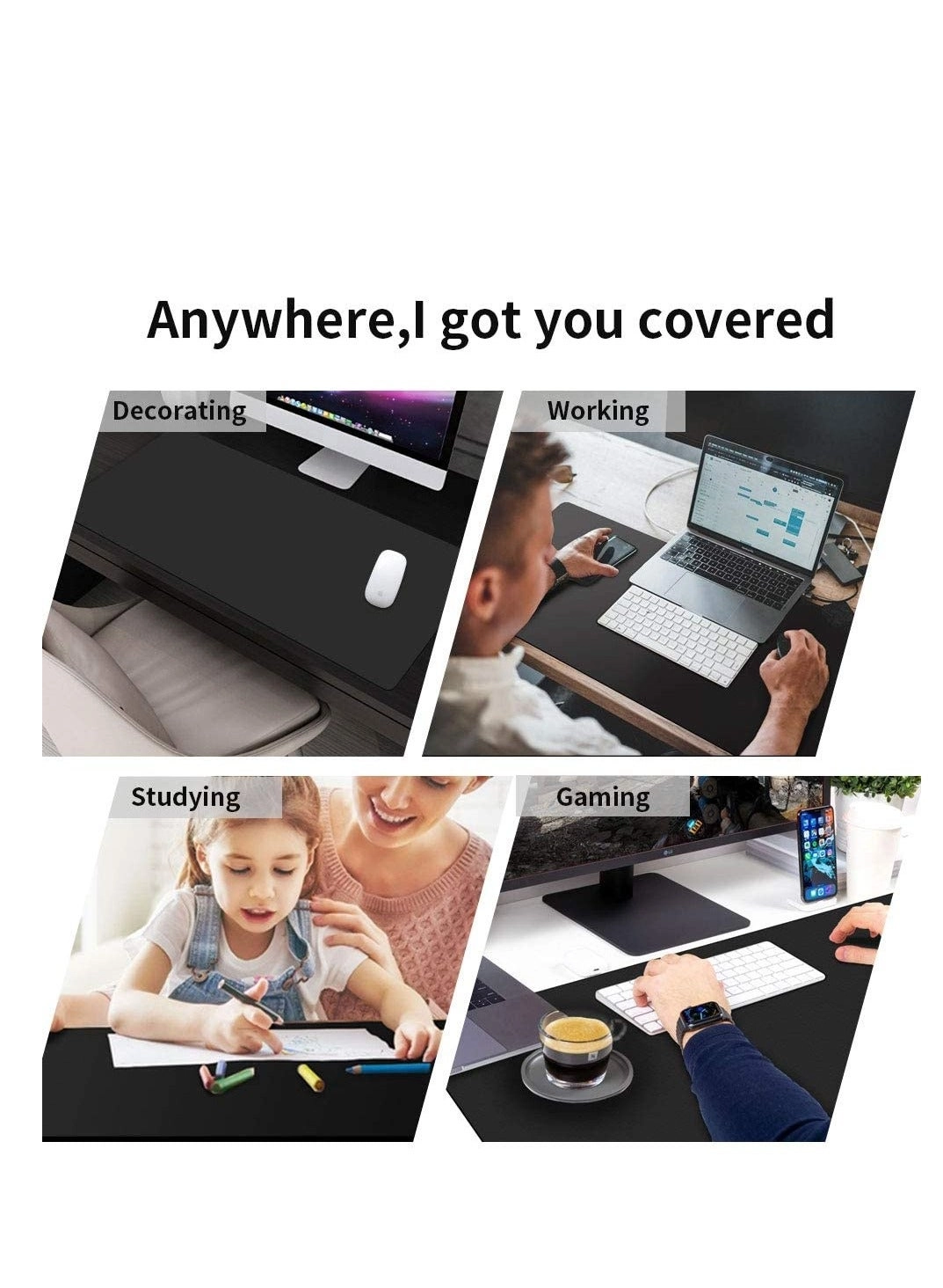 20239192 Large PU Leather Gaming Mouse Pad - 80x40 cm