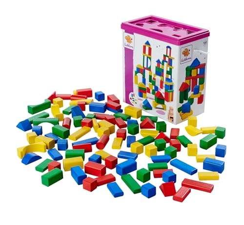 Colourful Wooden Building Blocks - 100 pcs