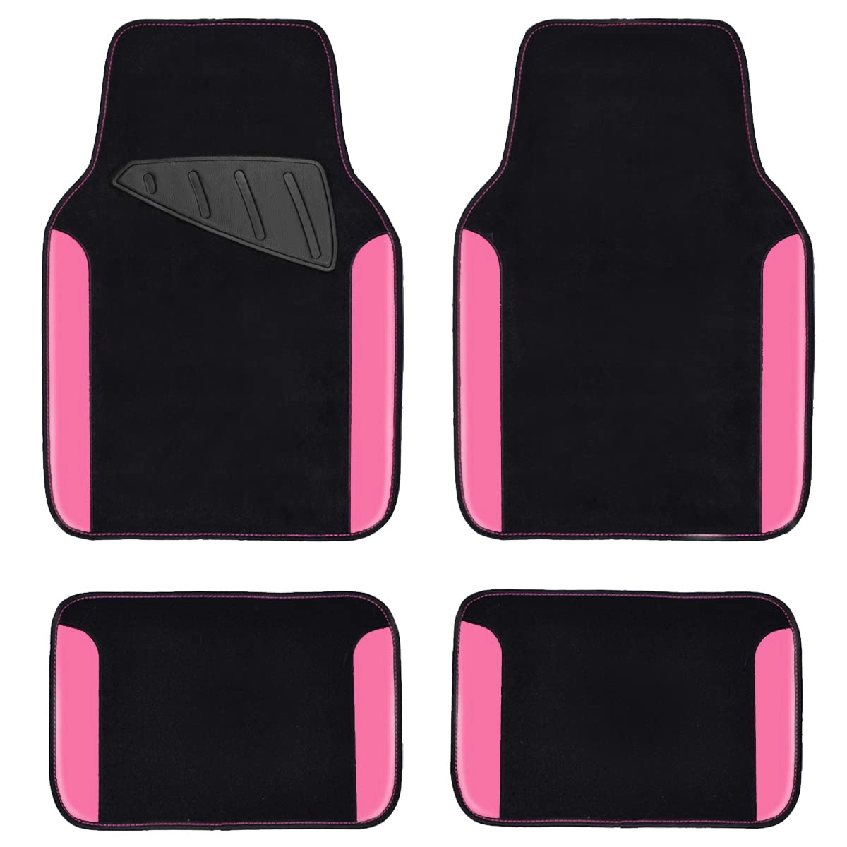 Universal Fit Car Floor Mats - Set of 4pcs Black and Burgundy