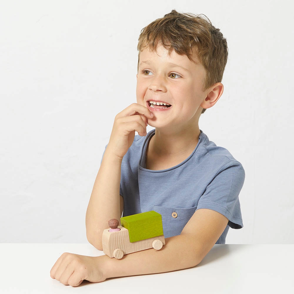 Wooden Truck With Driver - Blue Suitable for 3 years & above