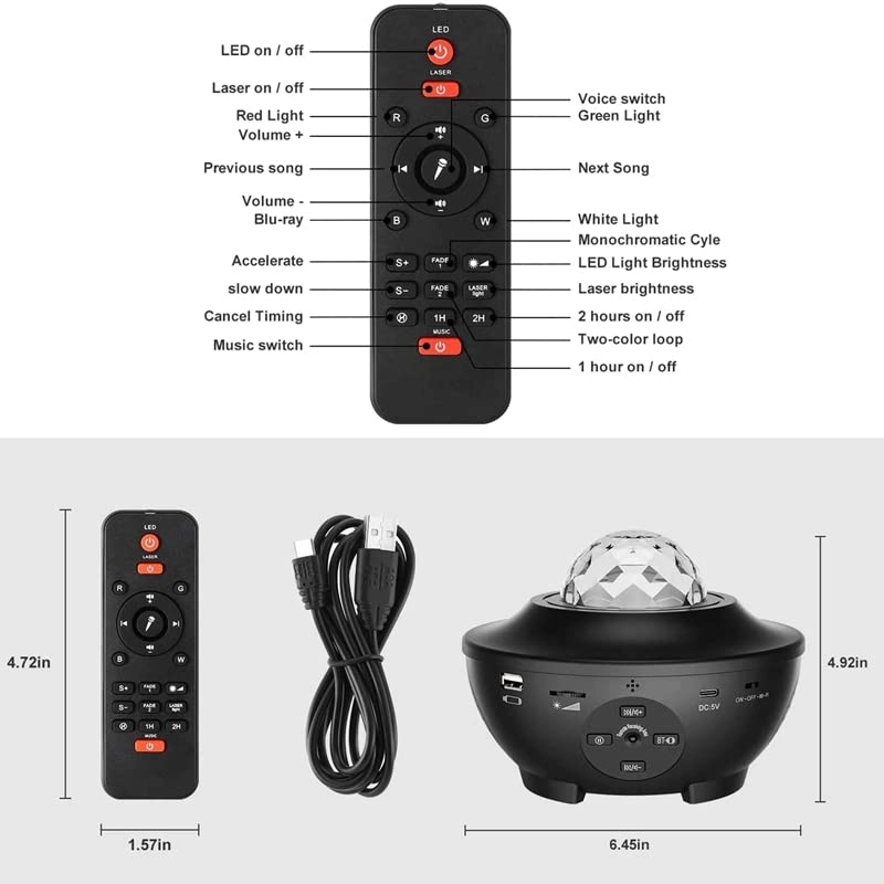 Projecter Smart Wifi Projector Night Light - 10-Color Hortel