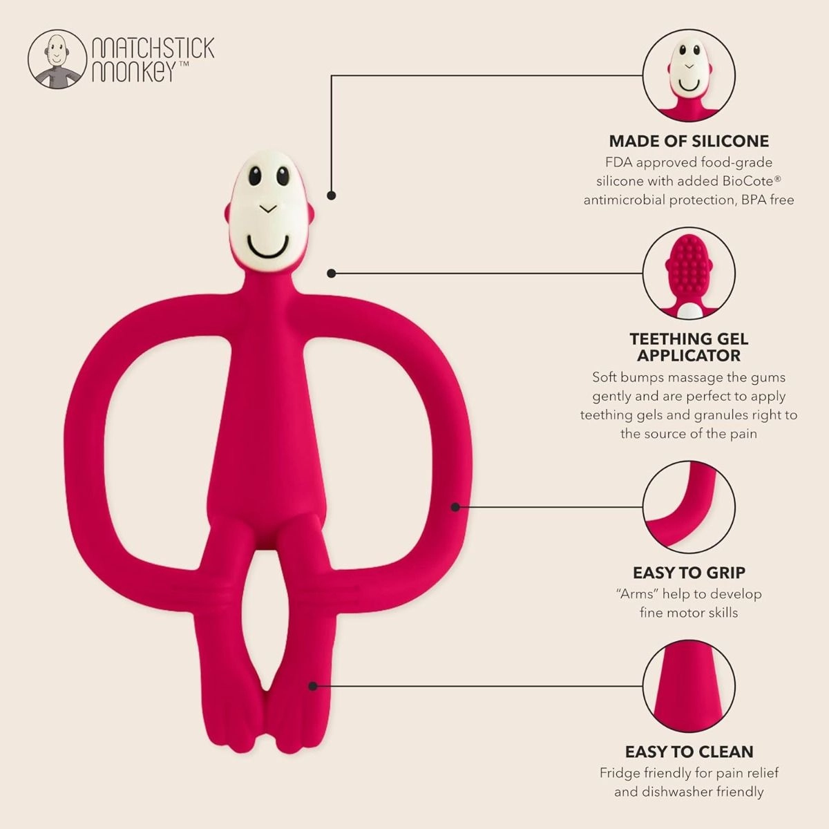 Mini Monkey Teether - Blue 3 Months