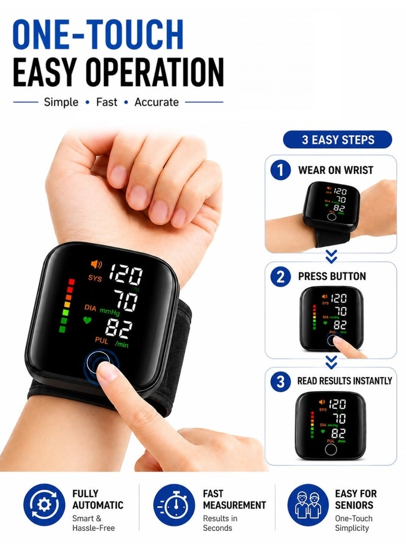 Digital Wrist Blood Pressure Monitor - Automatic Heart Rate 2×99 Memory