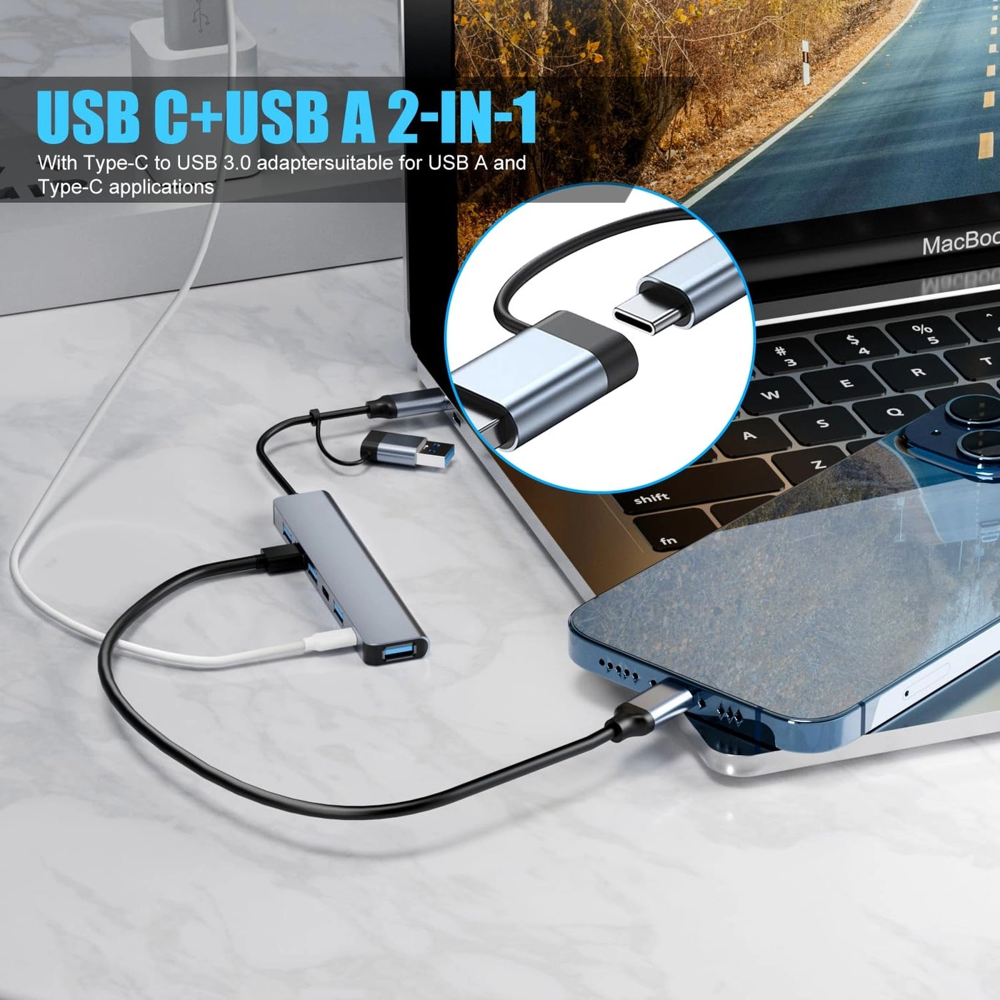 7 in 1 USB C & USB Hub - USB 3.0 USB 2.0 Ports