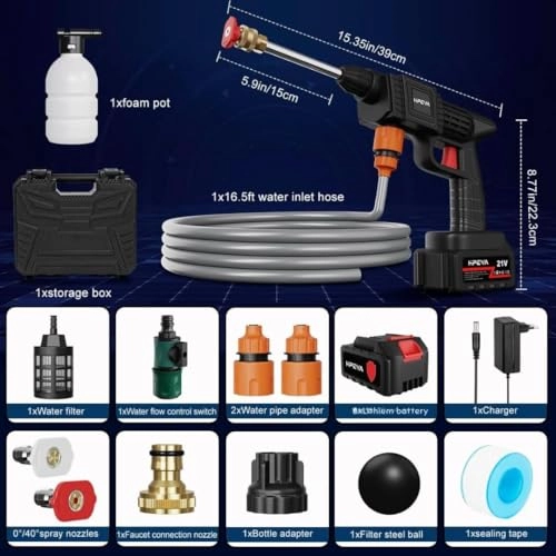 Pressure Washer Gun - Double Battery 48V 12000mAh 5M Hose Pipe