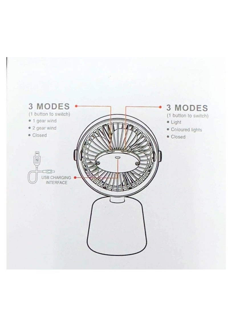 Portable Mini Table Fan - Storage function 2 Speed Random Color