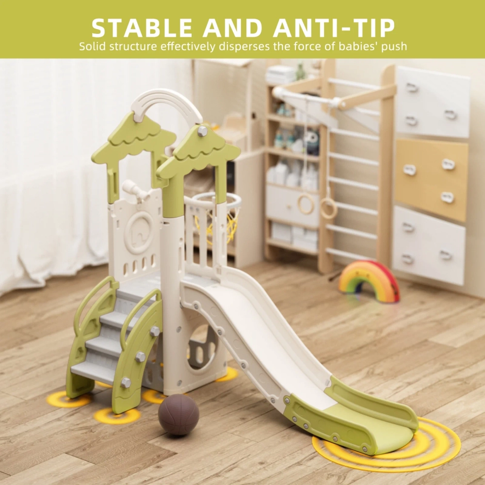 Kids Slide, Climber & Basketball Hoop - Indoor/Outdoor Suitable for 12 months+