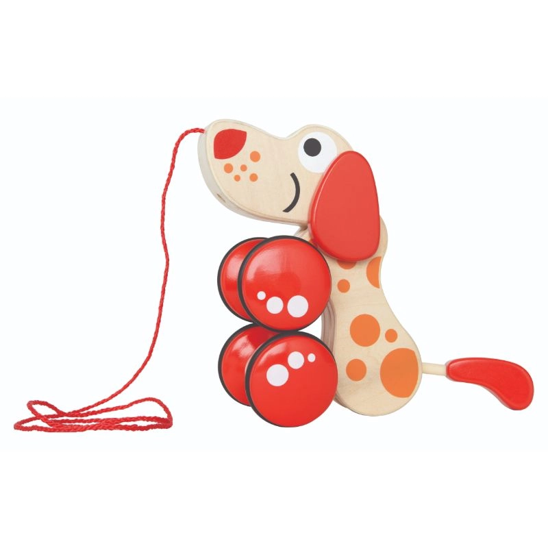 Walk A Long Puppy - Wooden Pull Toy Red