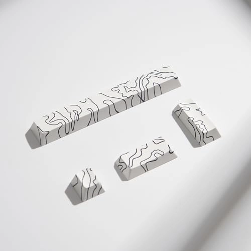 Keycap Set - 4pcs White Topographic PBT Cherry Profile