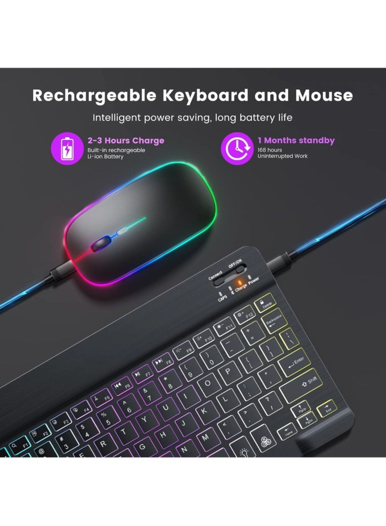 Bluetooth Keyboard and Mouse - AR/EN Wireless
