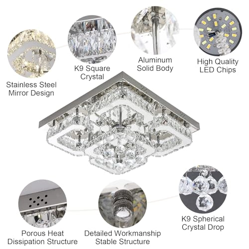 Crystal Ceiling Light - 3000k-6000k Dimmable