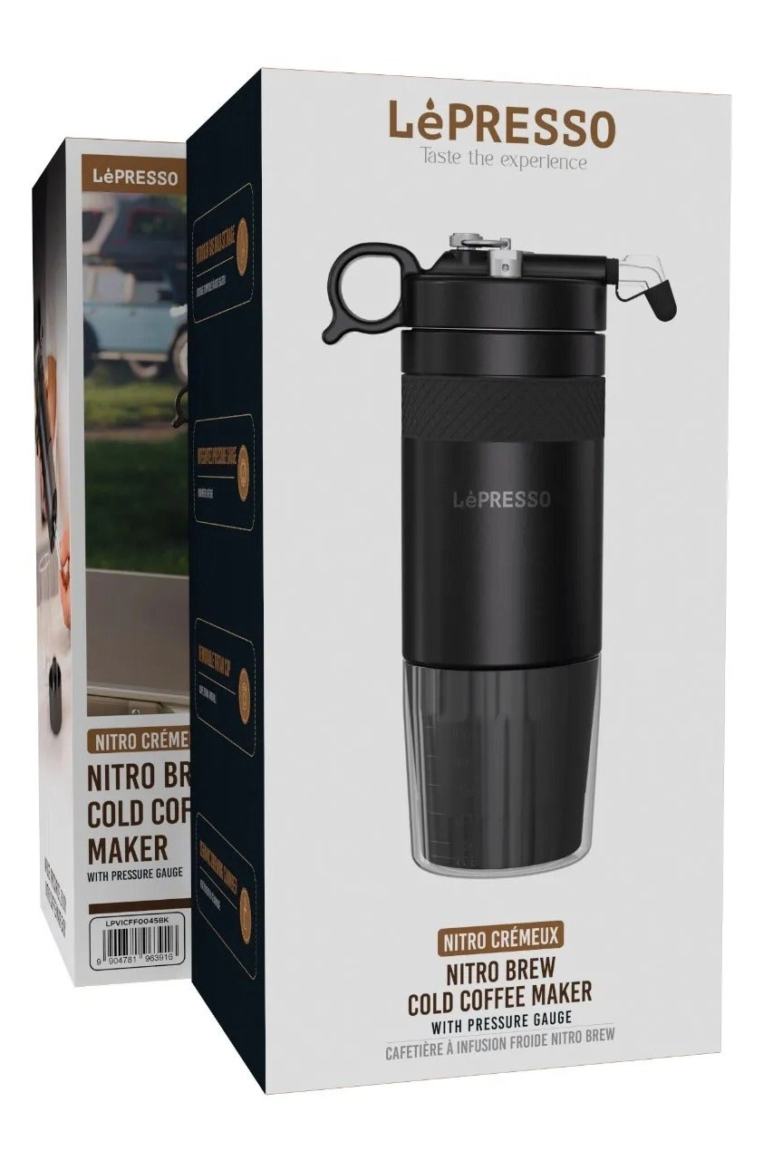 Nitro Brew Cold Coffee Maker - 480ml built-in pressure gauge