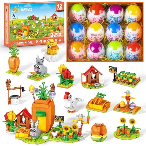 Farm Style Building Block Set - Bunny Carrot Hen Flower 398 pcs