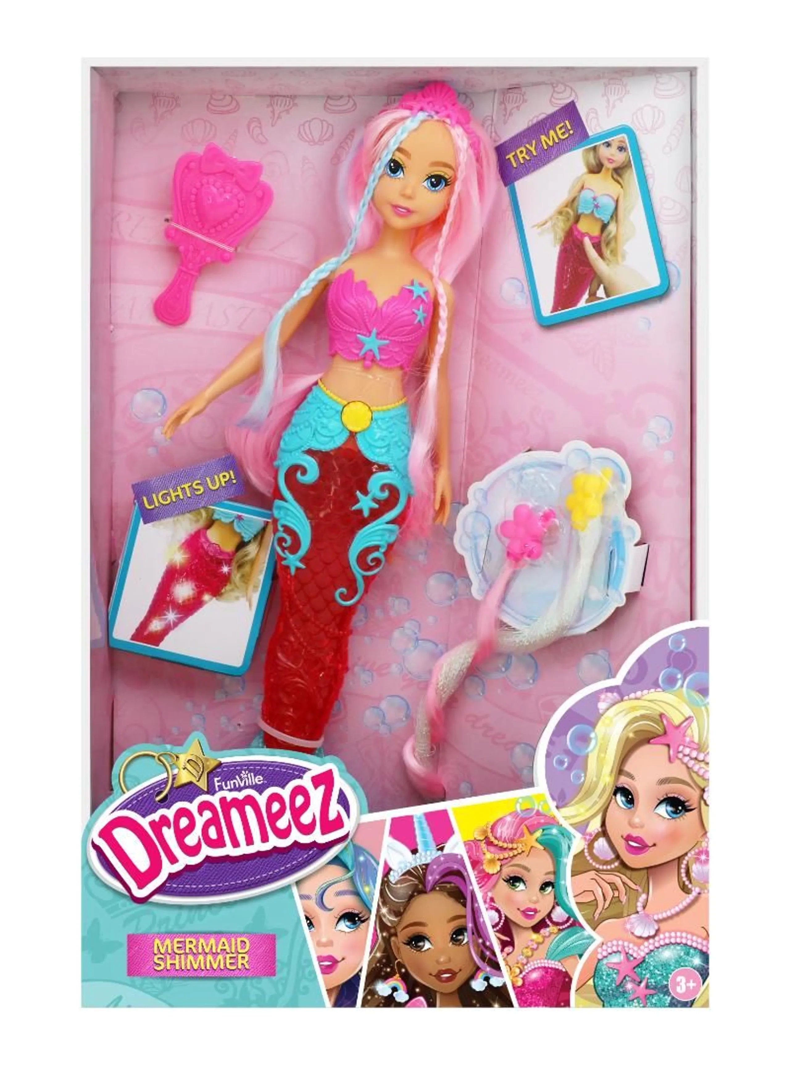 Funville Dreameez Light Up Mermaid Fashion Doll - Ages 3+ Set