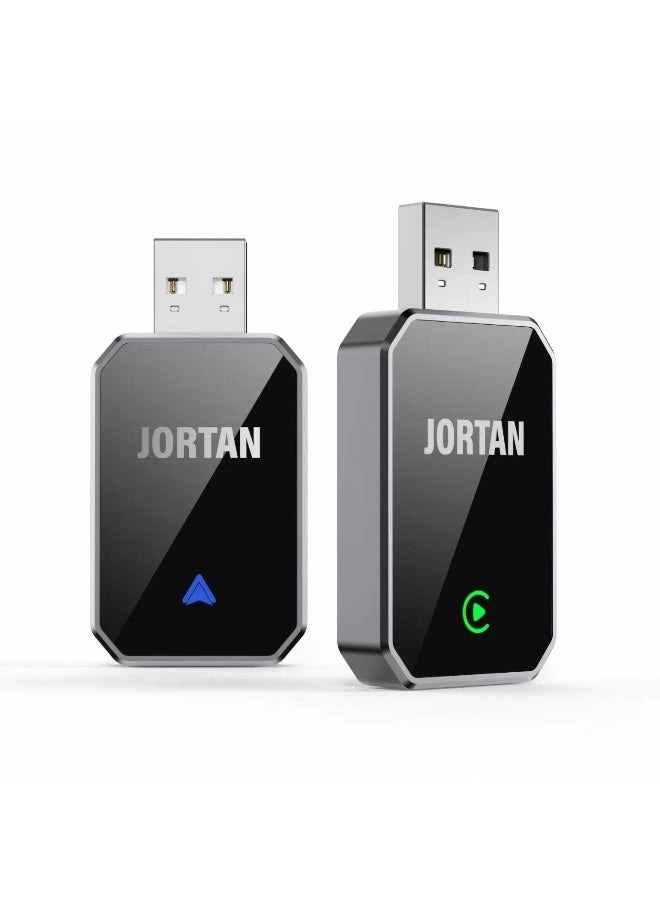 JORTAN Wireless Android Auto & Apple CarPlay Adapter - Wi-Fi 6 Bluetooth 5.2
