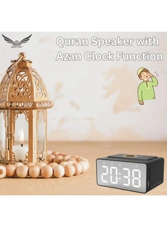 Digital Azan Clock Quran Speaker - 2000mAh Bluetooth App Control