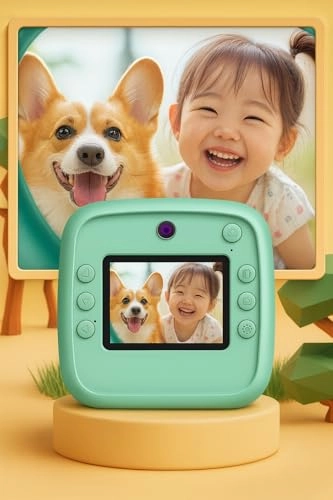 Dinosaur Theme Instant Print Kids Camera - Zero-Ink Thermal Green