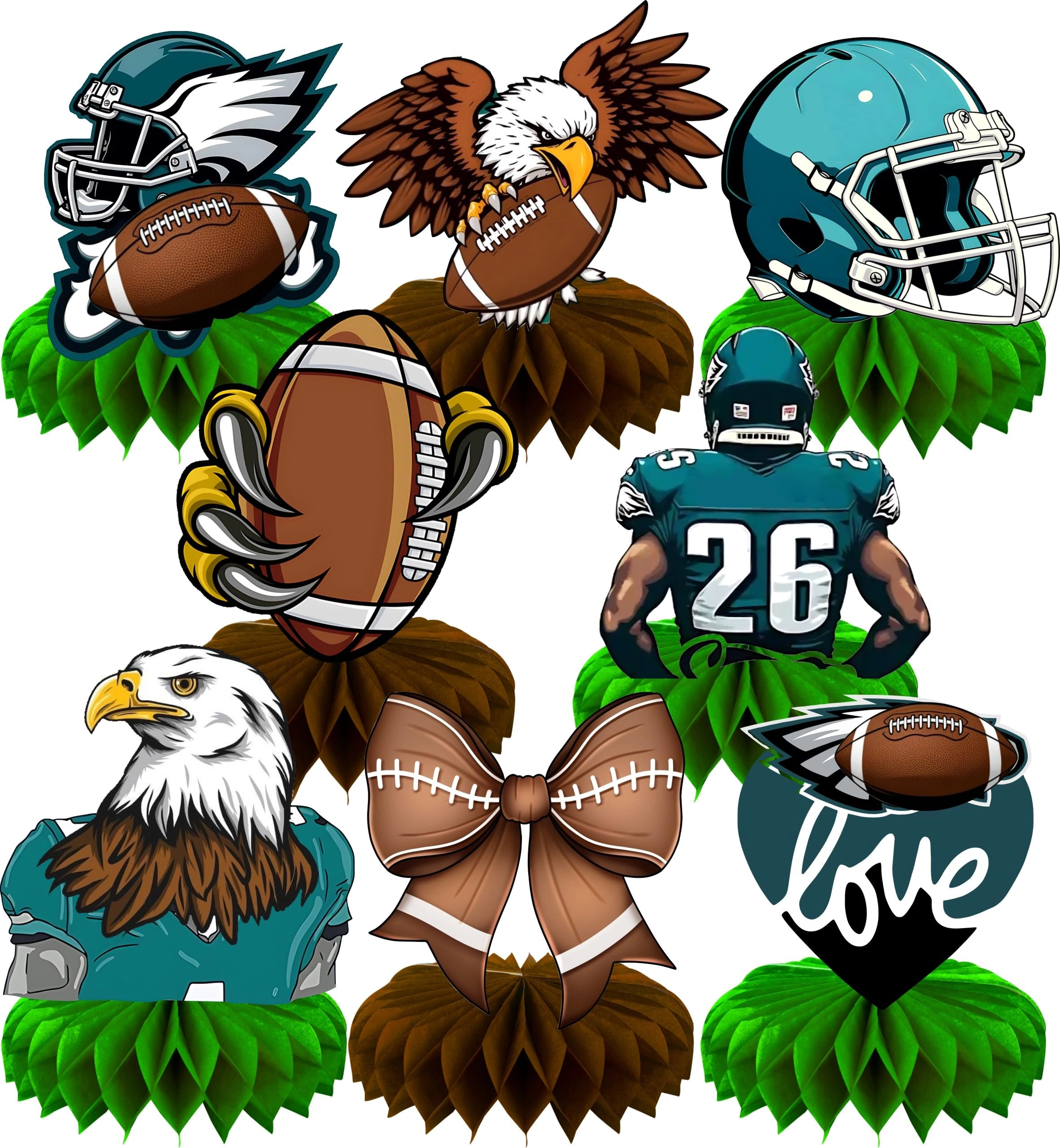 Football Honeycomb Table Centerpiece - 8Pcs Birthday Party