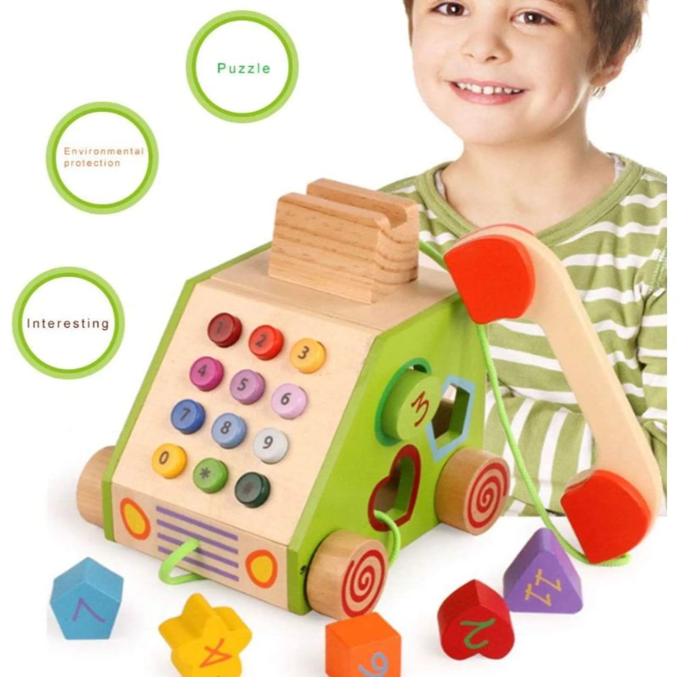 Pull Along Wooden Telephone