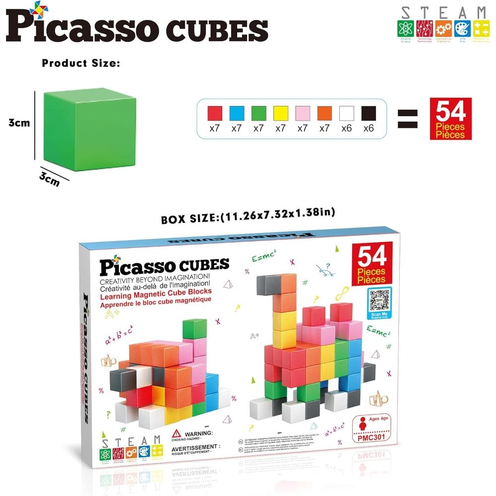 Magnetic Cubes Learning Blocks - 3+ Years 54 pieces