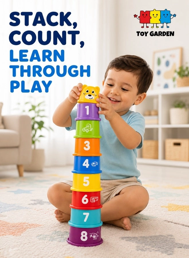 TOY GARDEN Stacking Cups - 6 Months+ 9 pieces